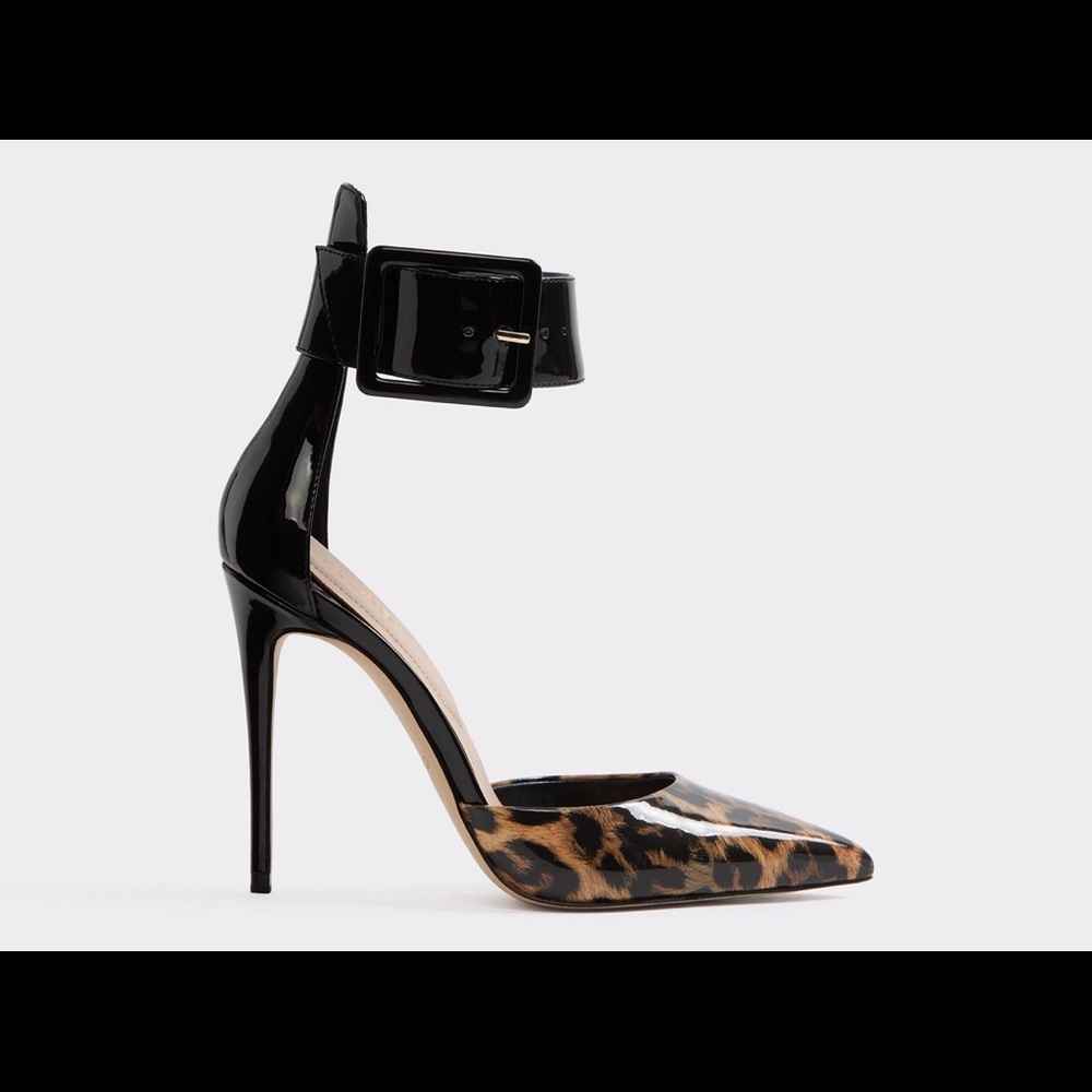 Leopard ankle strap heels